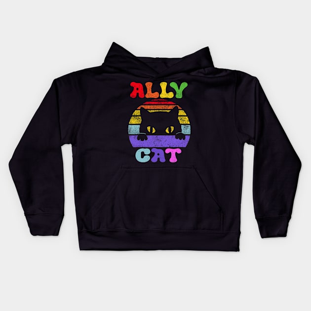 LGBT Ally Cat Be Kind Gay Rainbow Funny LGBTQ Gifts Kids Hoodie by urlowfur